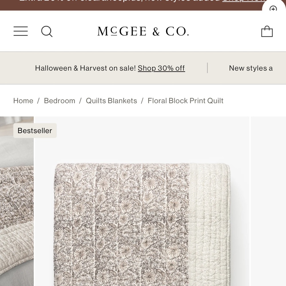 Studio McGee Beige Floral Quilt